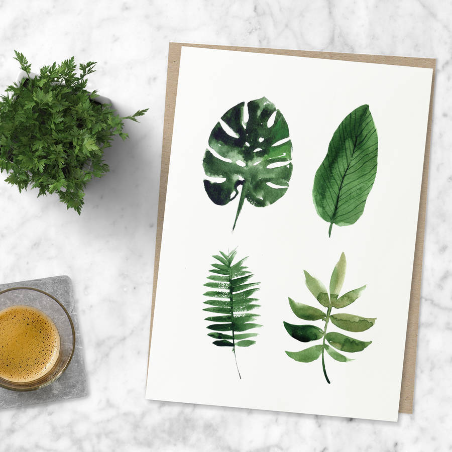 900x900 Tropical Leaf Print Watercolour Illustration Art By The Motivated - Watercolor Leaf Art