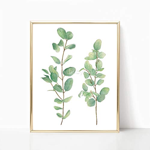 500x500 Silver Dollar Eucalyptus Leaves Print 8x10 Or 11x14 - Watercolor Leaf Painting