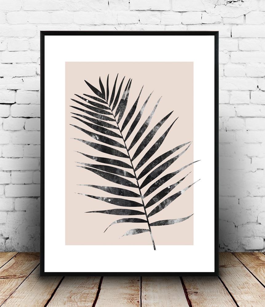 861x1000 Palm Leaf Print, Pink Botanical Poster, Watercolor Art, Modern - Watercolor Leaf Prints
