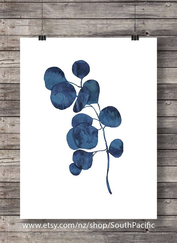 570x784 Printable Art Ink Blue Fern Prints Hand Painted Indigo Fern - Watercolor Leaf Prints