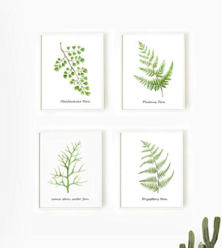 447x500 Set Of 4 Prints, Botanical Print Set, Watercolor Leaf - Watercolor Leaf Prints