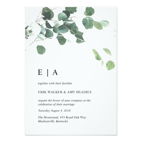 540x540 Watercolor Leaves Wedding Invitation - Watercolor Leaves