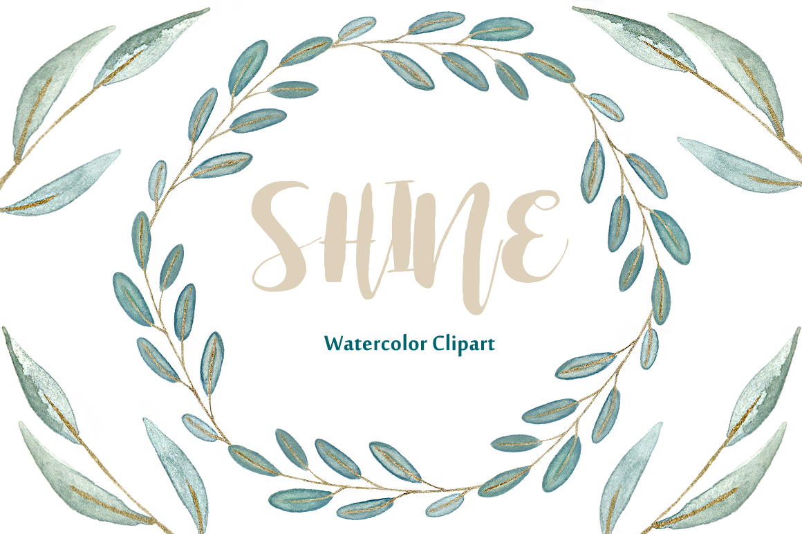 1160x772 Shine Gold Leaves. Watercolor Clipart By Labfcreations - Watercolor Leaves Clipart