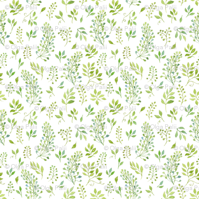 400x400 Green Watercolor Leaves Pattern Wallpaper - Watercolor Leaves Wallpaper