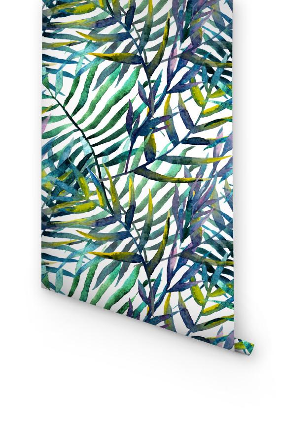570x855 Watercolor Leaves Pattern Temporary Wallpaper - Watercolor Leaves Wallpaper