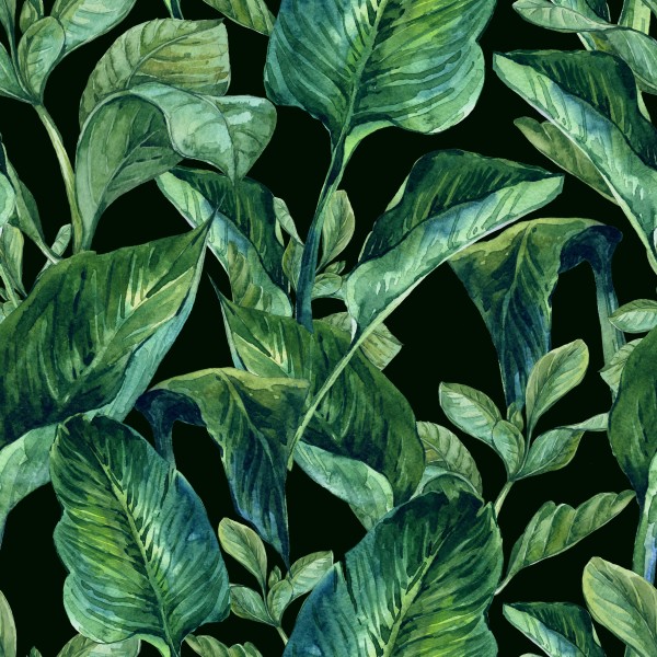 600x600 Watercolor Seamless Background With Tropical Leaves - Watercolor Leaves Wallpaper