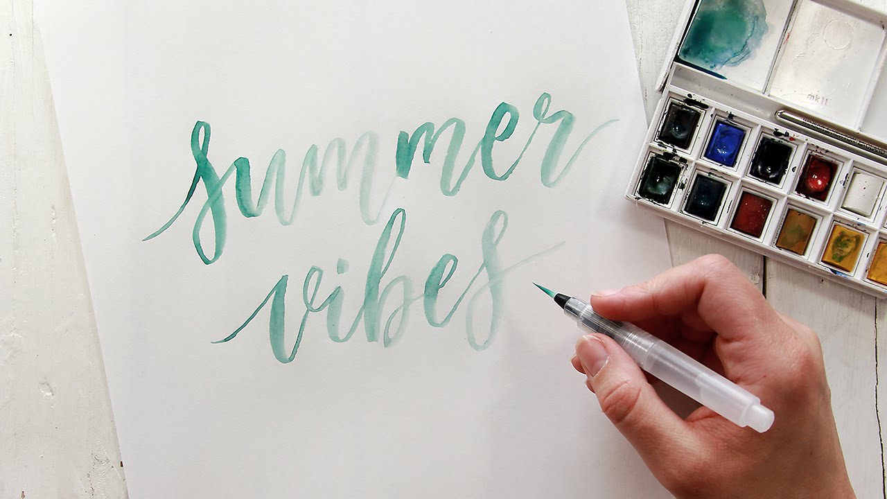 1280x720 Hand Lettering With A Water Brush And Watercolor Tutorial - Watercolor Lettering