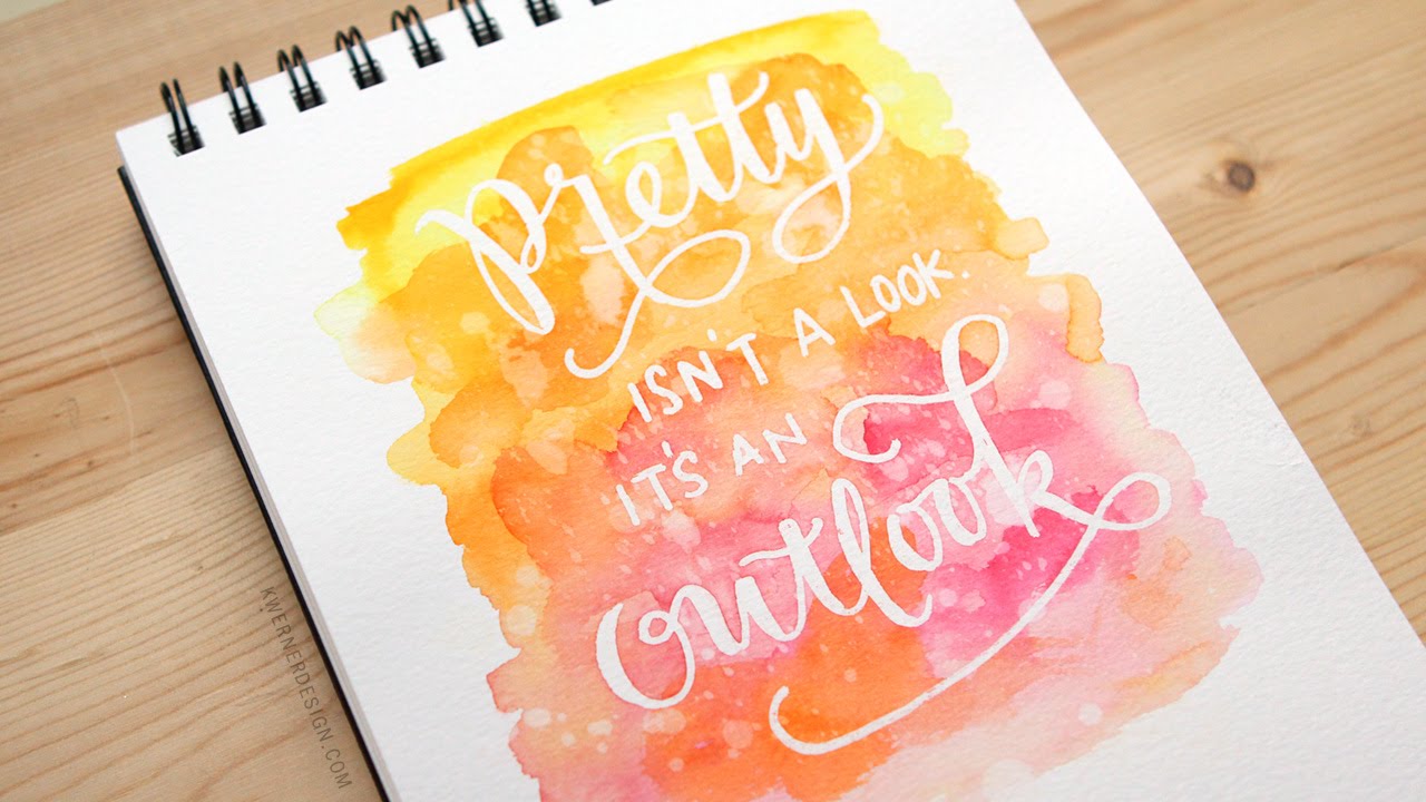1280x720 Masked Lettering With Watercolor Background - Watercolor Lettering