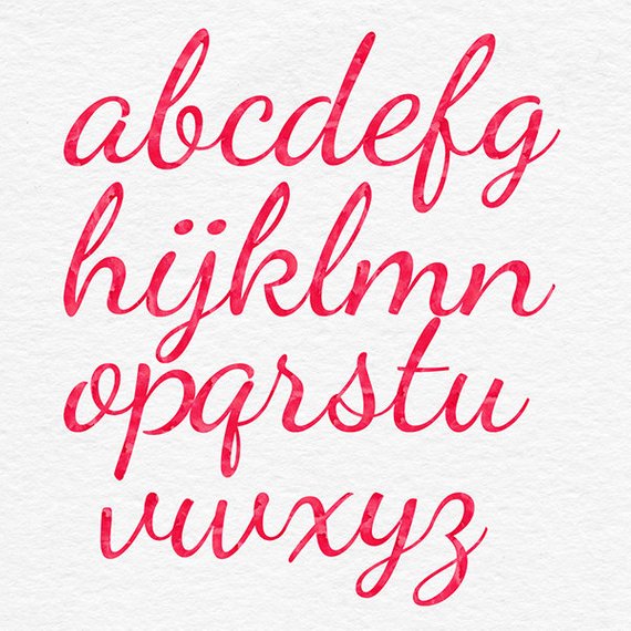 570x570 Buy5for8 Red Watercolor Alphabet Digital Watercolor Letters Etsy - Watercolor Lettering Font