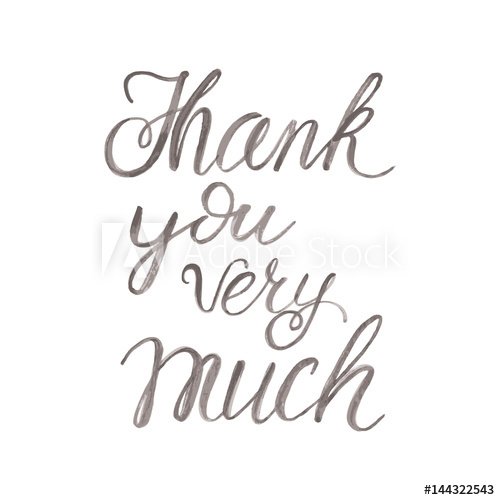 500x500 Watercolor Lettering Thank You Very Much Isolated On White - Watercolor Lettering Font