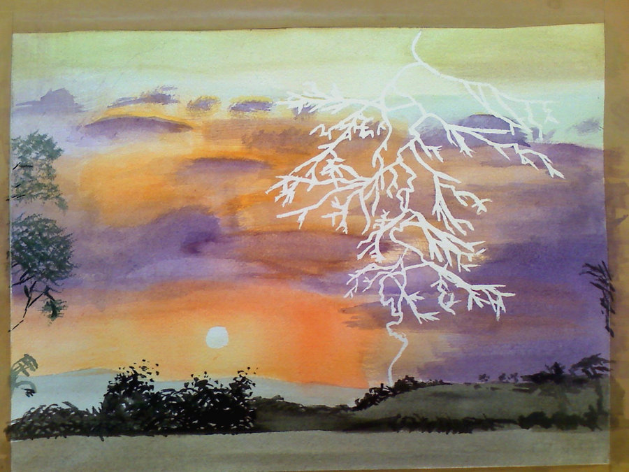 900x675 Watercolor Lightning By Mrs Matsuyama - Watercolor Lightning