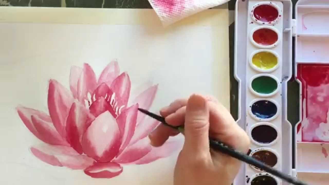 1280x720 How To Paint Watercolor A Water Lily - Watercolor Lily