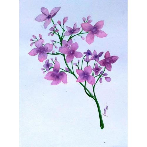 500x500 Lily Watercolor Painting, Paani Ke Rang Wali Chitrakari, Water - Watercolor Lily