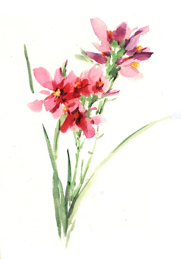 630x900 Watercolor Painting Red Orchid Painting By Lily Lily - Watercolor Lily