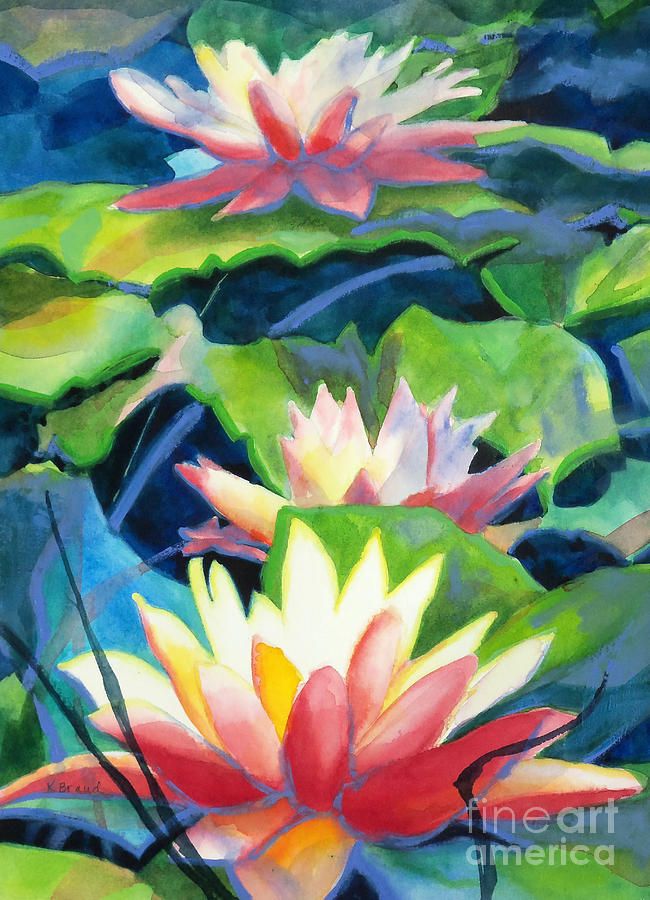 650x900 Styalized Lily Pads 3 Watercolor Kathy Braud Water Color Art - Watercolor Lily Pads