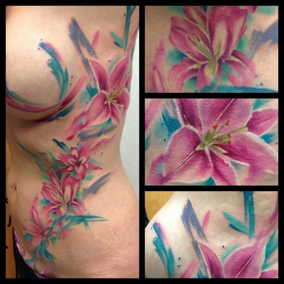960x960 Awesome Watercolor Stargazer Lily Tattoo By Mike Shultz Tattoos - Watercolor Lily Tattoo