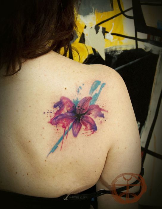 544x700 Lily Watercolor Tattoo Art And Tattoos Watercolour - Watercolor Lily Tattoo