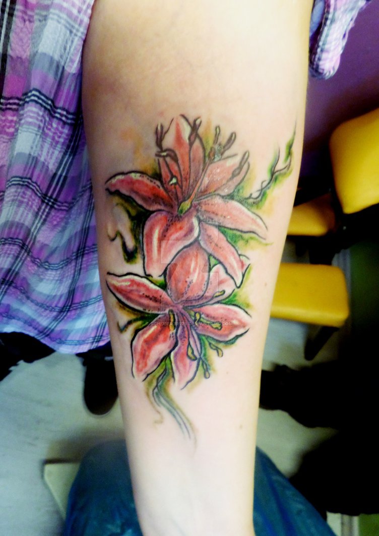 752x1063 Watercolor Lilies Tattoo By Boise By Schubert1976 - Watercolor Lily Tattoo