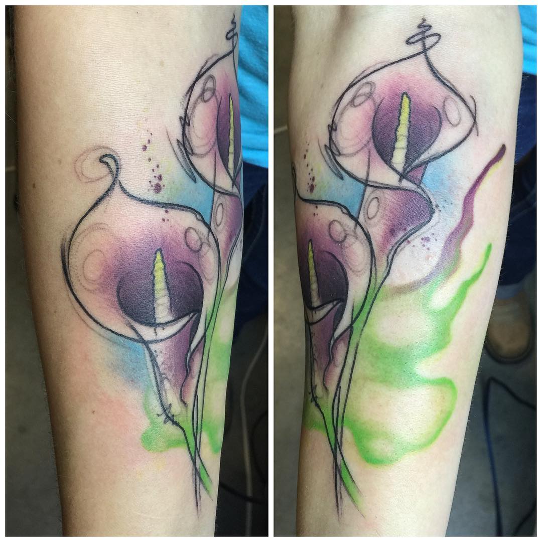 1080x1080 Watercolor Lily Tattoos Venice Tattoo Art Designs - Watercolor Lily Tattoo