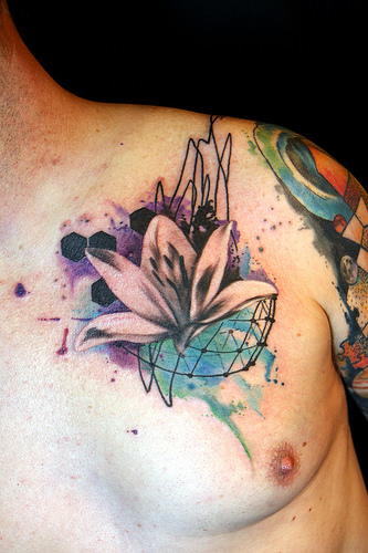 333x500 Abstract Watercolor Lily Tattoo - Watercolor Lily Tattoo