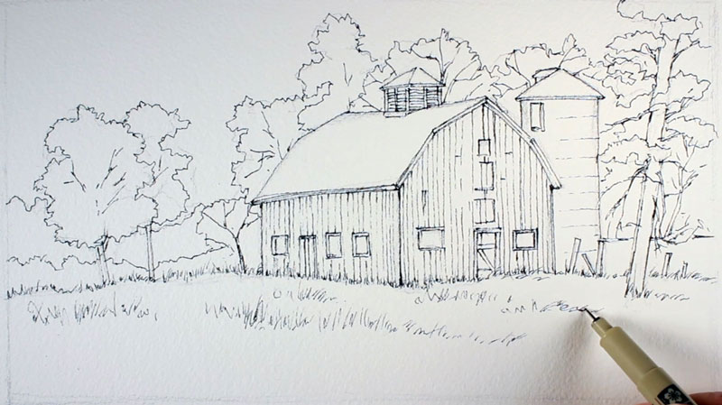 800x449 Line And Wash Lesson - Watercolor Line