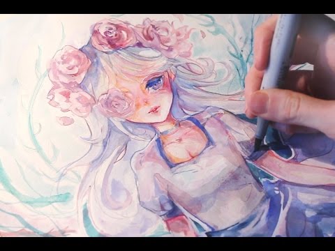 480x360 Manga Watercolor Speedpainting - Watercolor Line Art
