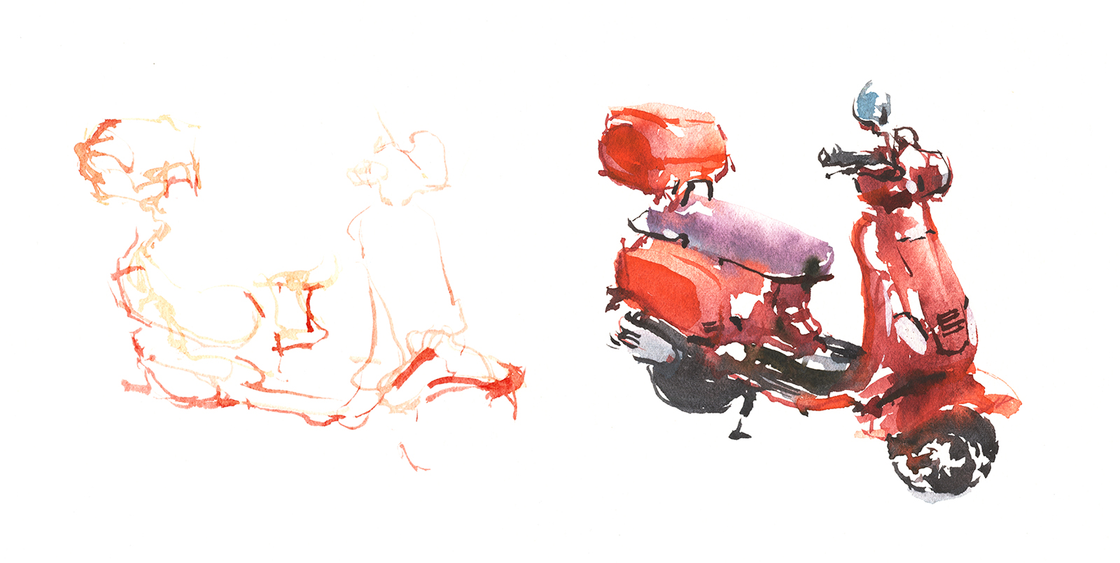 1600x805 Converting Line To Shape In Direct Watercolor Citizen Sketcher - Watercolor Line Drawing