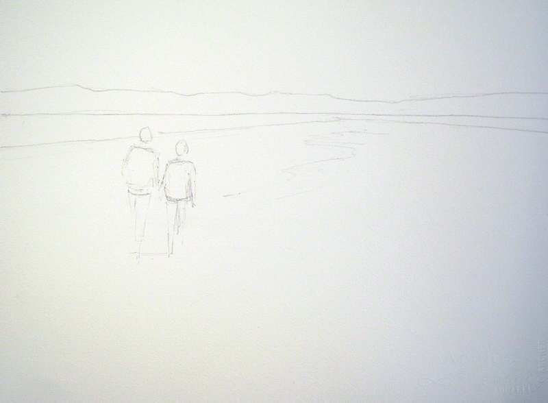 800x588 Drawing For Atmospheric Beach Scene Watercolor Landscape - Watercolor Line Drawing