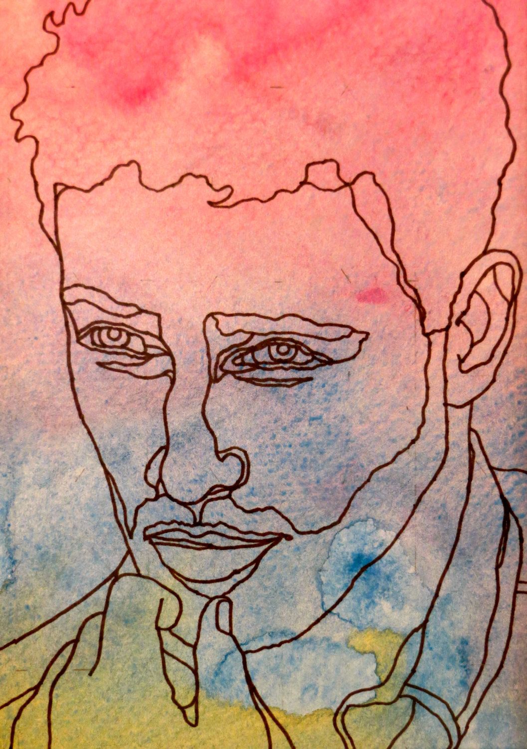 1057x1500 Even Steven - Watercolor Line Drawing