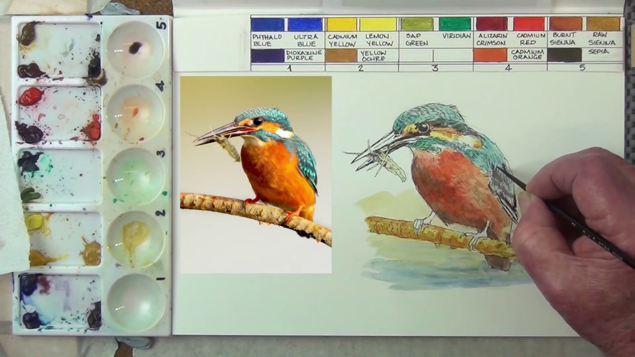 1280x720 Line And Wash Watercolor Painting Tutorial - Watercolor Line Drawing