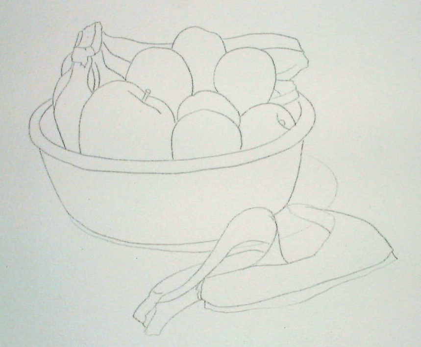 859x709 Watercolor Painting, My Way! Bowl Of Fruitwetcanvas! - Watercolor Line Drawing
