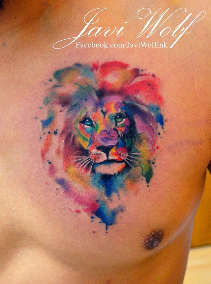 714x960 Lion Tattooed By Javi Wolf Tattoos Lions, Tattoo - Watercolor Lion Tattoo