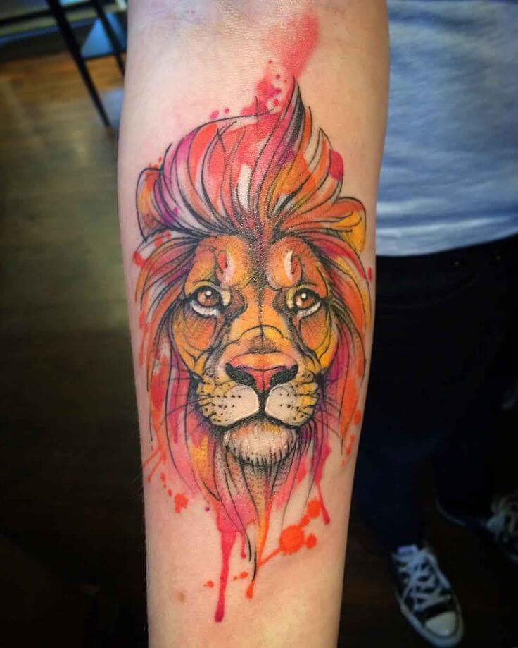736x919 The 112 Best Watercolor Tattoos For Men Improb - Watercolor Lion Tattoo