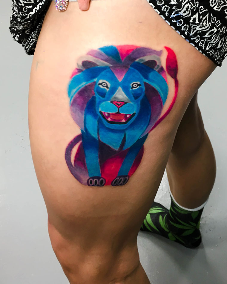 760x950 Watercolor Lion Tattoo My Client Is A Big Fan Of Russian - Watercolor Lion Tattoo