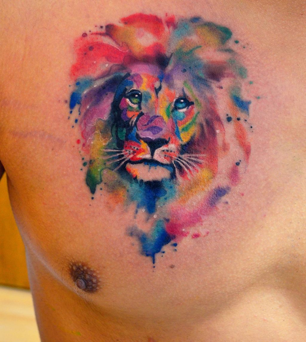 1024x1141 Lion Tattoo Watercolor For Men Modern Retro Tattoos - Watercolor Lion Tattoo