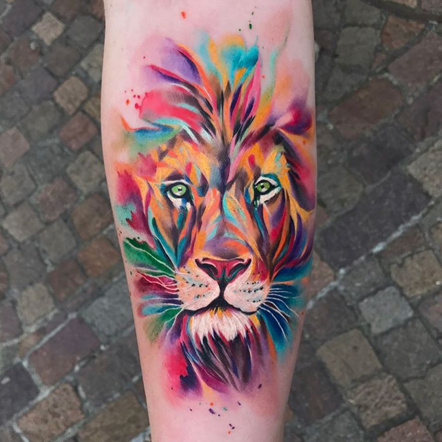880x880 Watercolor Lion Tattoo (27) - Watercolor Lion Tattoo