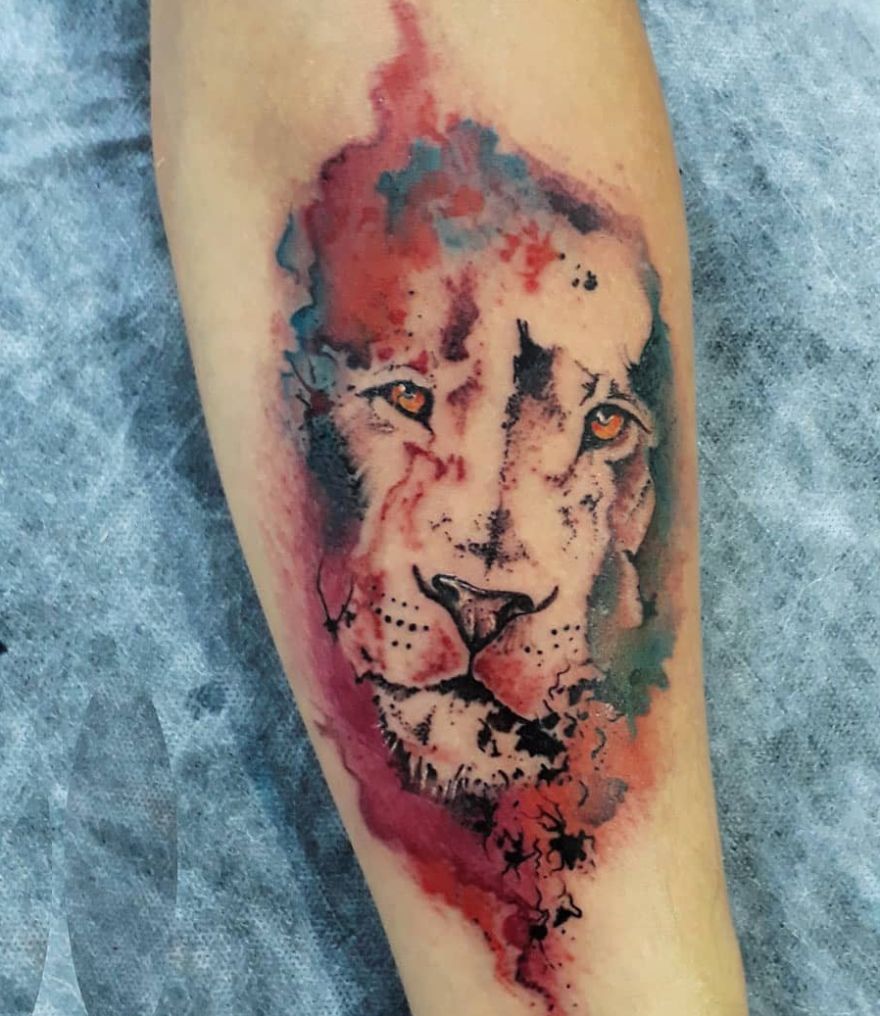 880x1016 Watercolor Lion Tattoo (7) - Watercolor Lion Tattoo