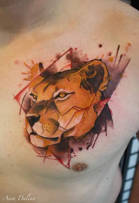 480x702 My First! Watercolor Abstract Lioness Done By Aura - Watercolor Lioness