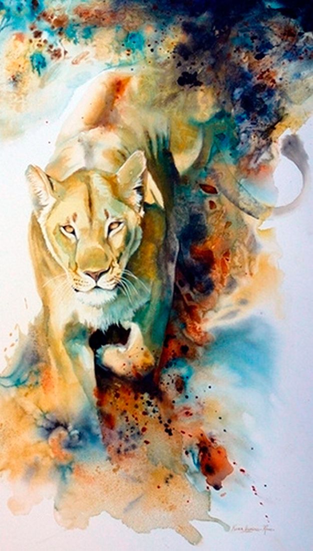 625x1100 Pin By Joe Base On Lioness Watercolor Art - Watercolor Lioness