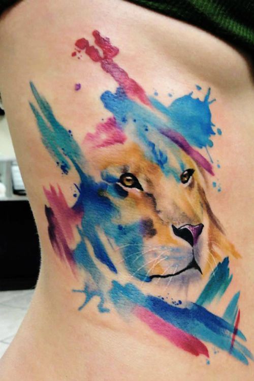 500x750 Watercolor Tattoo - Watercolor Lioness