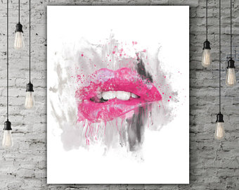 Watercolor Lip Print