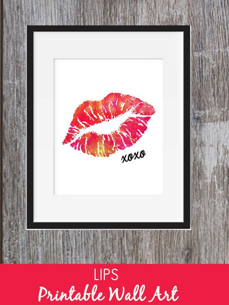 736x981 Lips Print Watercolor Lips Print Xoxo Hugs And Kisses Instant - Watercolor Lip Print