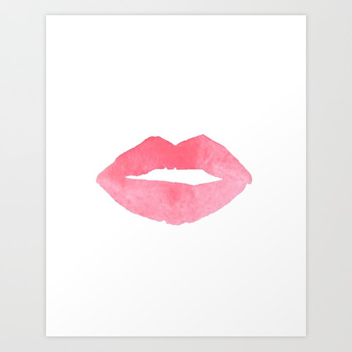 700x700 Makeup Print Pink Lips Watercolor Print Fashion Poster Abstract - Watercolor Lip Print