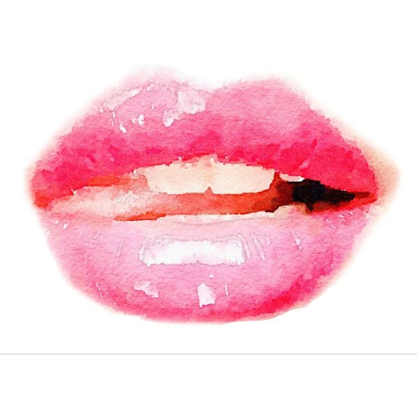 600x600 Pink Lips Print From Watercolor Painting, Art Fashion Illustration - Watercolor Lip Print