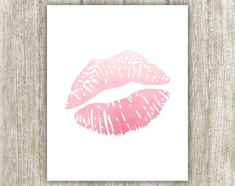 340x270 Wall Decor Lips Printable Poster Monochrome Lips Print - Watercolor Lip Print