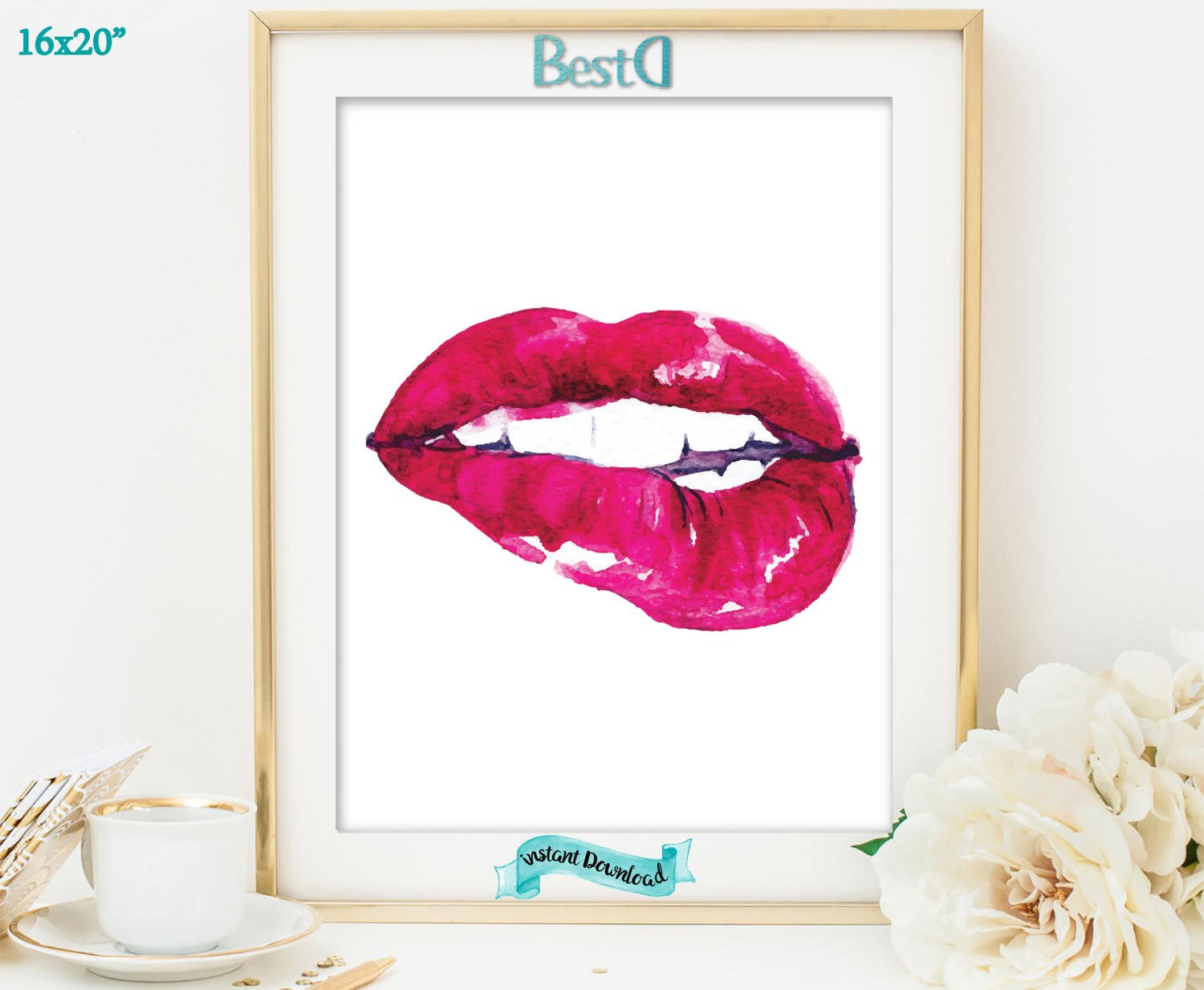 1500x1233 Watercolor Lips Printfashion Lips Printinstant Downloadart Etsy - Watercolor Lip Print