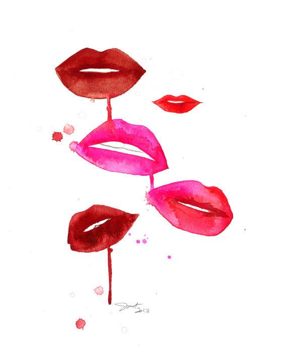 570x709 Dripping Lips, Print From Or... From Jessicaillustration On Wanelo - Watercolor Lip Print