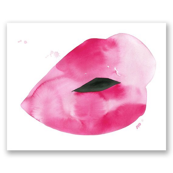 570x570 Ivy Watercolor Lips Print Pink Lips Wall Art Fashion Etsy - Watercolor Lip Print