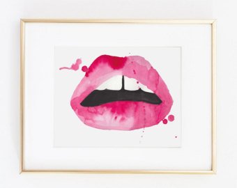 340x270 Watercolor Lips Etsy - Watercolor Lips