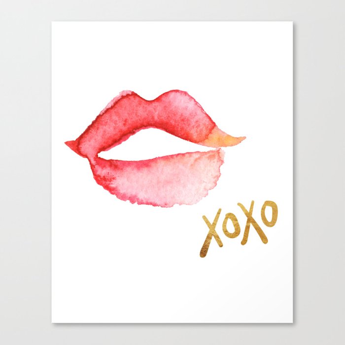 700x700 Xoxo Amp Red Watercolor Lips Canvas Print By Missquoted Society6 - Watercolor Lips
